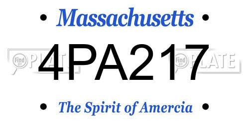 4PA217 Massachusetts License Plate