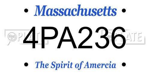 4PA236 Massachusetts License Plate
