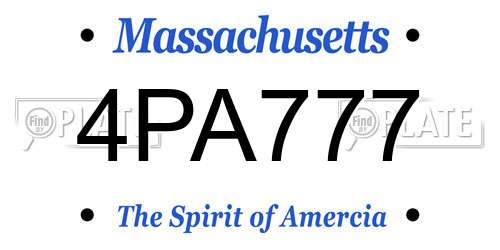 4PA777 Massachusetts License Plate