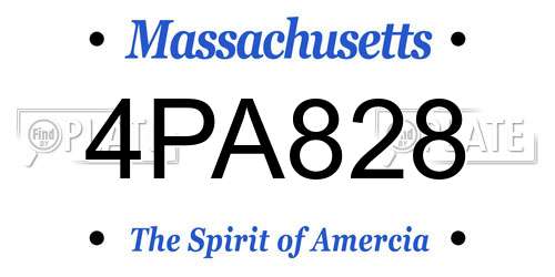 4PA828 Massachusetts License Plate