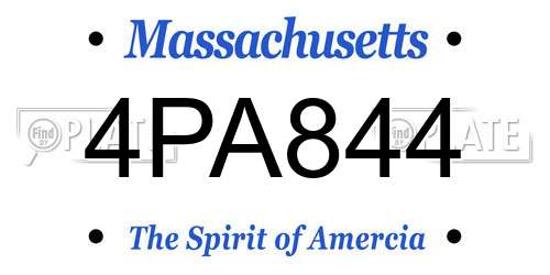 4PA844 Massachusetts License Plate