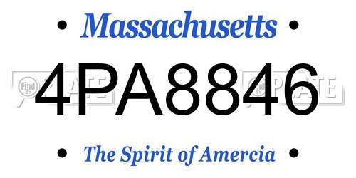 4PA8846 Massachusetts License Plate