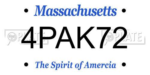 4PAK72 Massachusetts License Plate