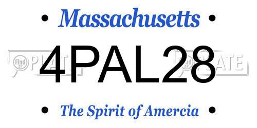 4PAL28 Massachusetts License Plate