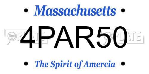 4PAR50 Massachusetts License Plate