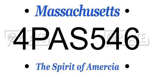 4PAS546 Massachusetts License Plate