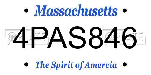 4PAS846 Massachusetts License Plate