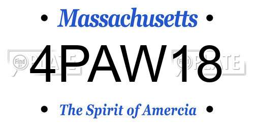 4PAW18 Massachusetts License Plate