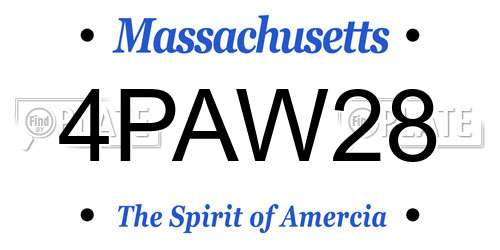 4PAW28 Massachusetts License Plate