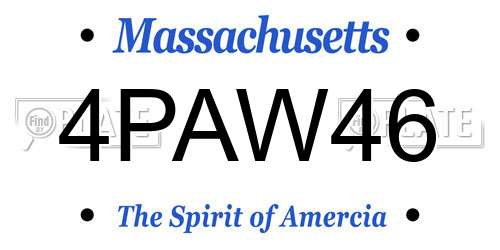 4PAW46 Massachusetts License Plate