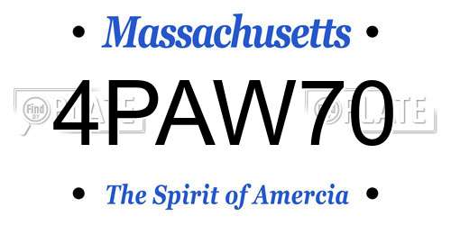4PAW70 Massachusetts License Plate