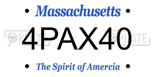 4PAX40 Massachusetts License Plate