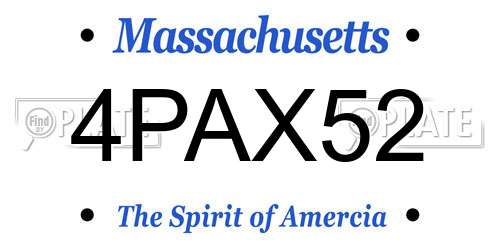 4PAX52 Massachusetts License Plate