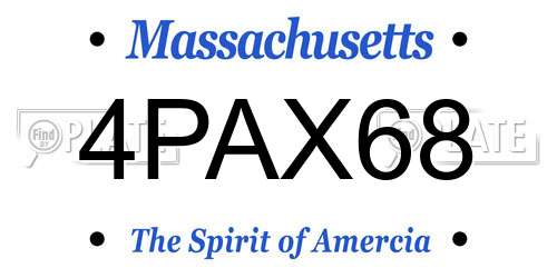 4PAX68 Massachusetts License Plate