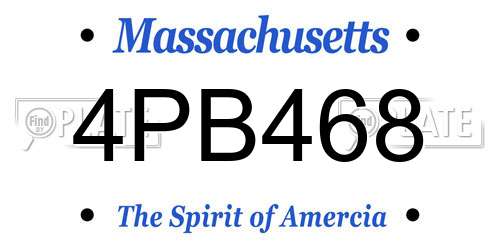 4PB468 Massachusetts License Plate
