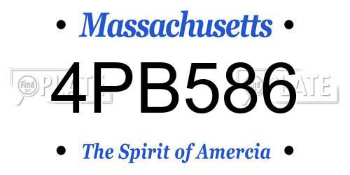 4PB586 Massachusetts License Plate