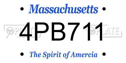 4PB711 Massachusetts License Plate