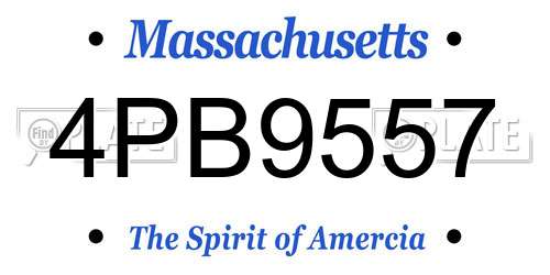 4PB9557 Massachusetts License Plate