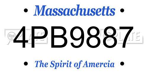 4PB9887 Massachusetts License Plate