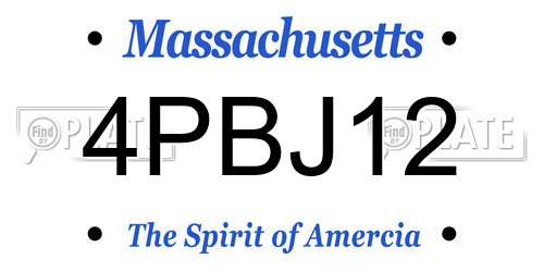 4PBJ12 Massachusetts License Plate