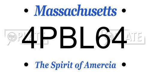 4PBL64 Massachusetts License Plate