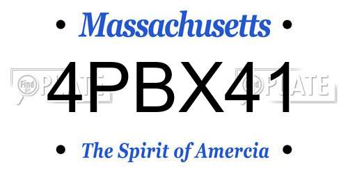 4PBX41 Massachusetts License Plate