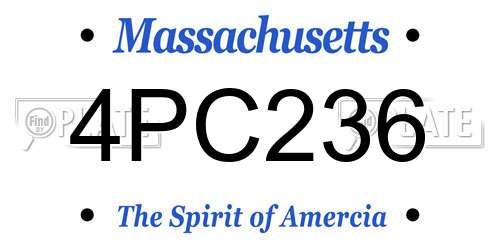 4PC236 Massachusetts License Plate
