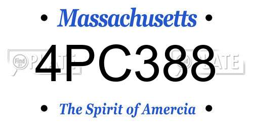 4PC388 Massachusetts License Plate