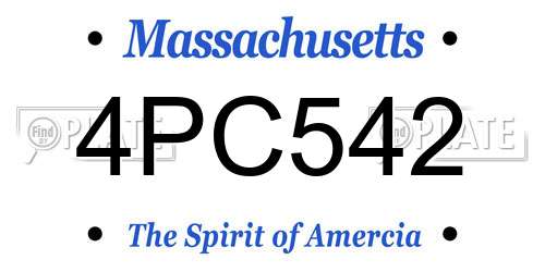4PC542 Massachusetts License Plate
