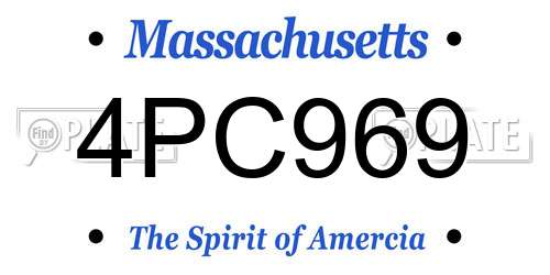 4PC969 Massachusetts License Plate