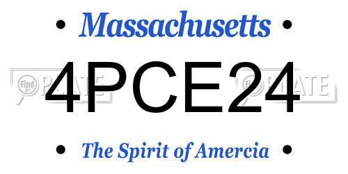 4PCE24 Massachusetts License Plate