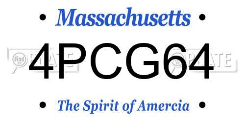4PCG64 Massachusetts License Plate