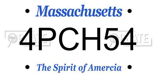 4PCH54 Massachusetts License Plate