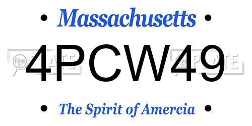 4PCW49 Massachusetts License Plate