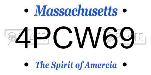 4PCW69 Massachusetts License Plate