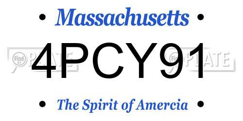 4PCY91 Massachusetts License Plate