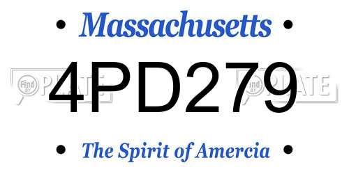 4PD279 Massachusetts License Plate