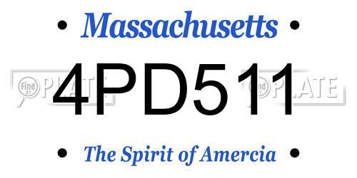 4PD511 Massachusetts License Plate