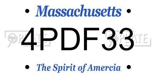4PDF33 Massachusetts License Plate