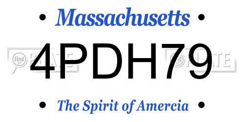 4PDH79 Massachusetts License Plate