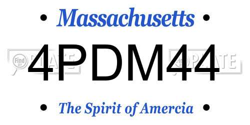 4PDM44 Massachusetts License Plate