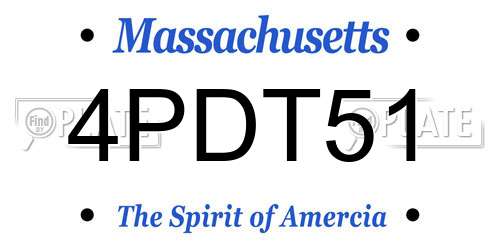4PDT51 Massachusetts License Plate