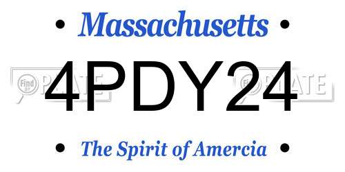 4PDY24 Massachusetts License Plate