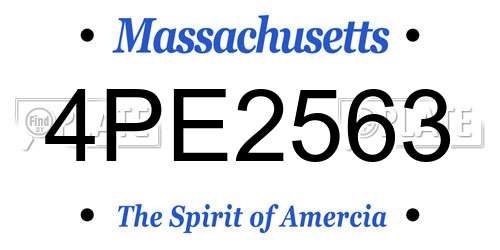 4PE2563 Massachusetts License Plate