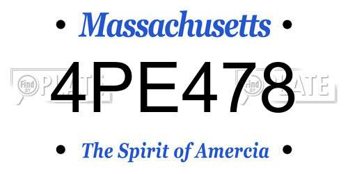 4PE478 Massachusetts License Plate
