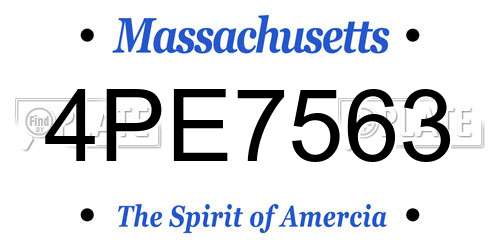 4PE7563 Massachusetts License Plate