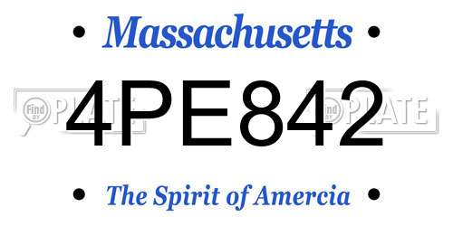 4PE842 Massachusetts License Plate