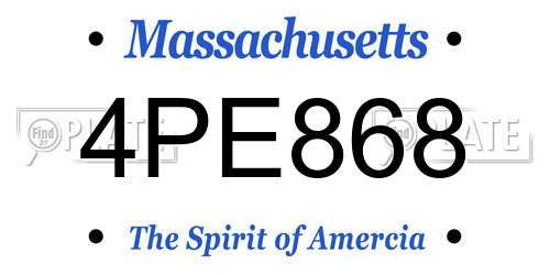 4PE868 Massachusetts License Plate