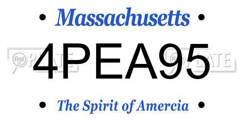 4PEA95 Massachusetts License Plate