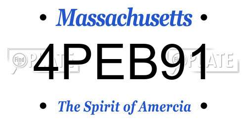 4PEB91 Massachusetts License Plate